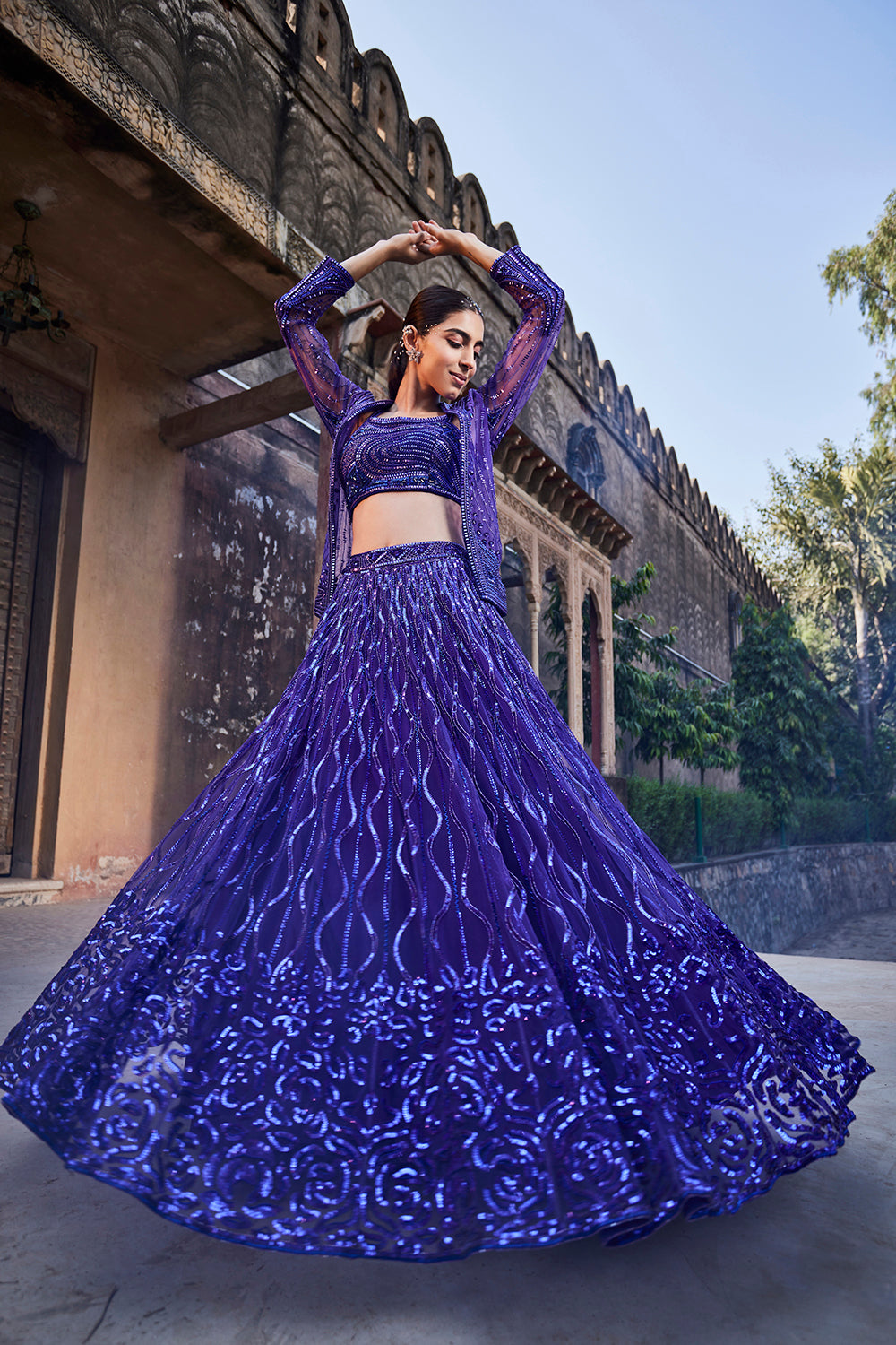 Bright Purple Jacket Lehenga Set