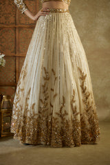 Ivory And Gold Embroidered Lehenga Set