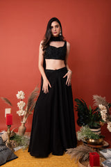 Bralette With  Net Dupatta & Skirt