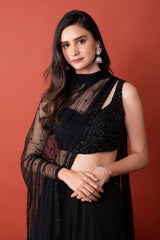 Bralette With  Net Dupatta & Skirt