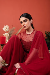 Blouse With Pant Skirt & Net Dupatta