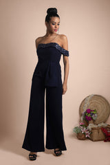 Blue Draped Jumpsuit