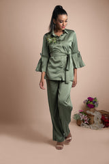 Green Pants And Shirt Co Ord Set