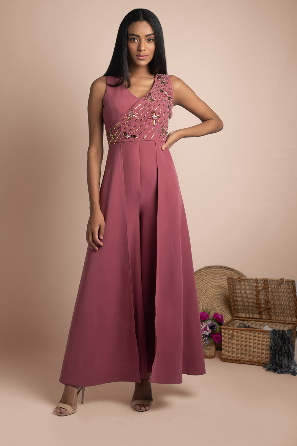 Rose Pink Jumpsuit Gown