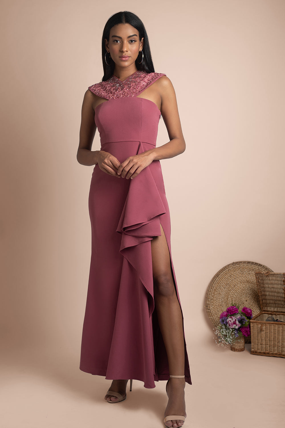 Rose Pink Draped Gown