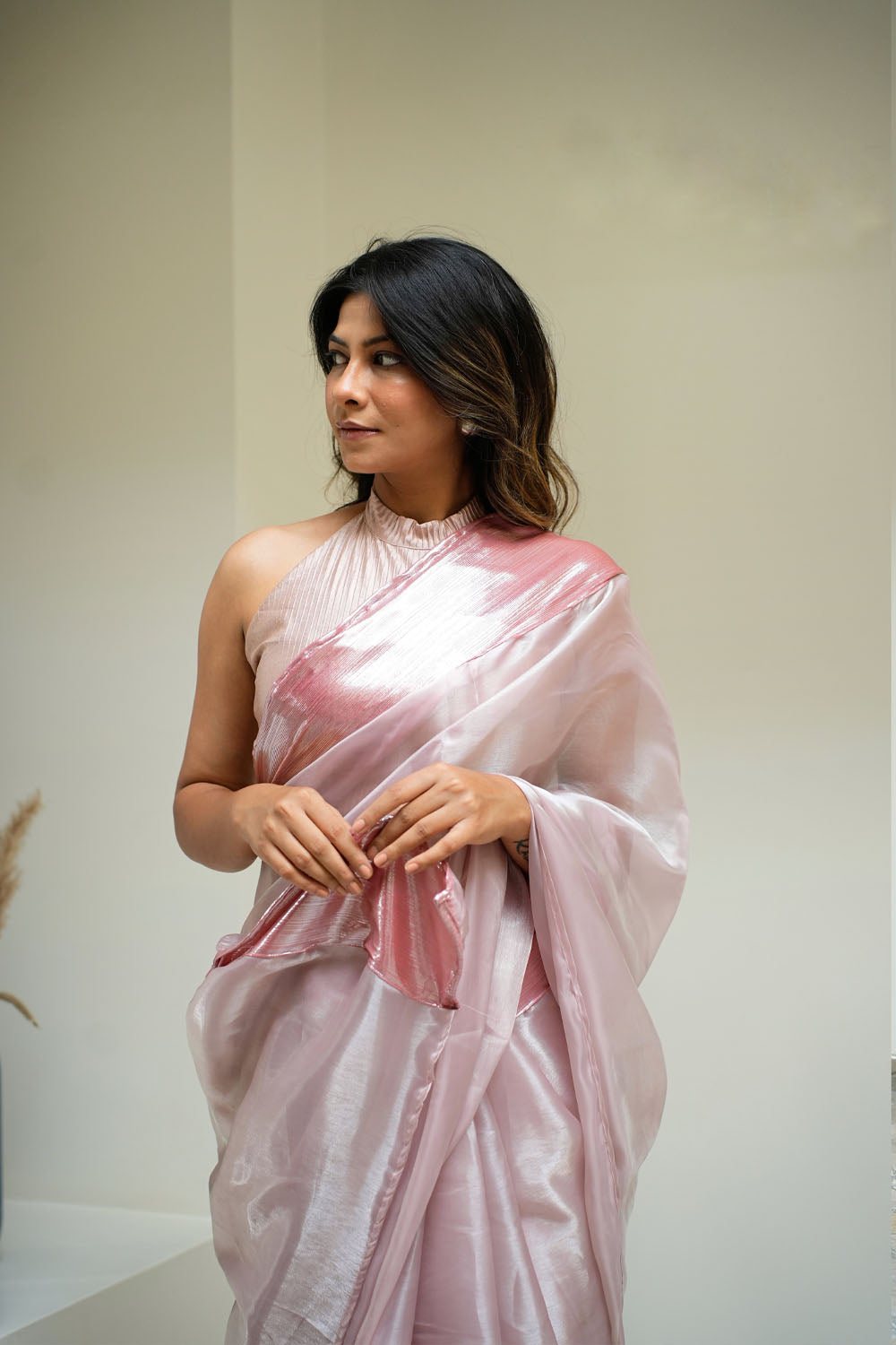 Metallic Mauve Saree