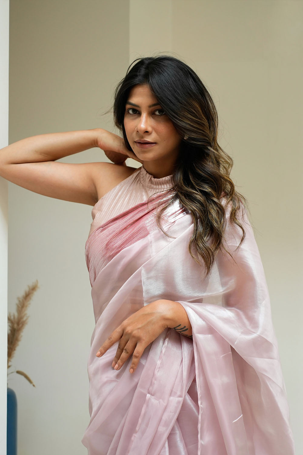 Metallic Mauve Saree