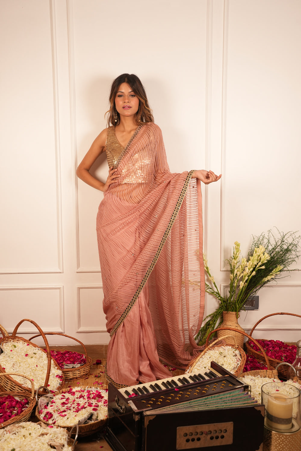 Rose Gold Sheer Saree