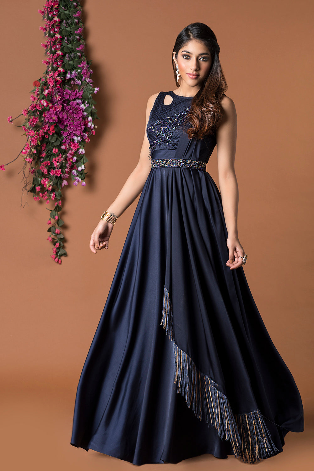 Blue Gown With Drape