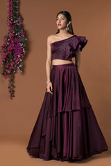 Wine Lehenga Set