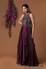 Wine Layered Gown