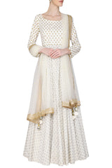 Kalidar Ivory Embroidered Kurta Set