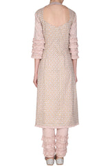 Embroidered Peach Kurta Set