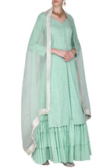 Woven With Embroidered Powder Blue Kurta Set