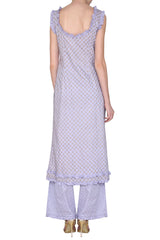 Long Lavender Embroidered Kurta Set