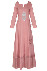 Maxi Dress Dusky Pink With Embroidered Dupatta